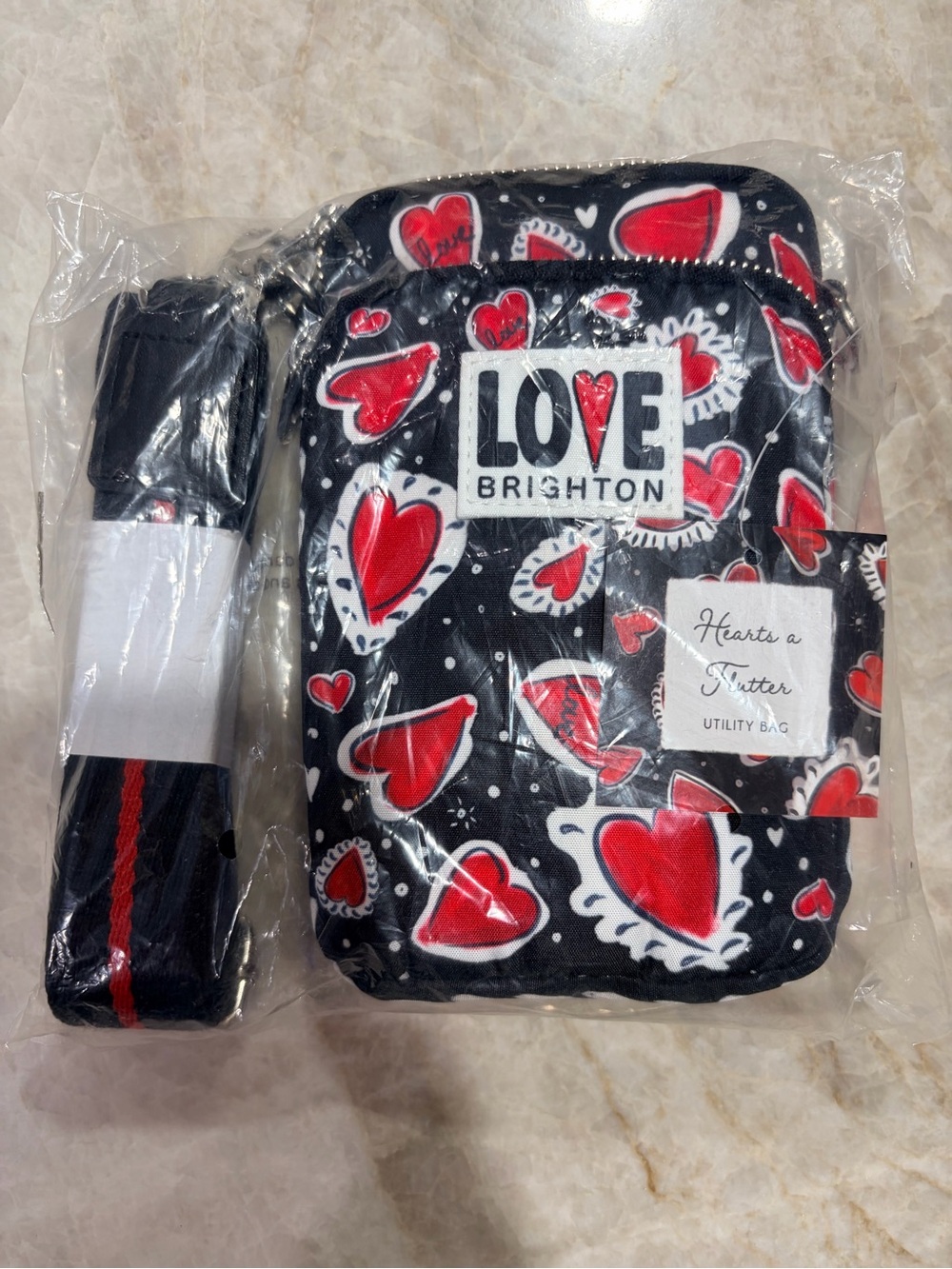 Brighton Black and Red LOVE Heart Crossbody Bag